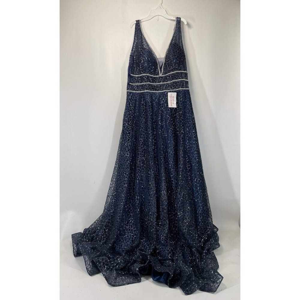 Meier Collection Formal Dress Sheer Top Womens‎ 16 Blue Prom Homecoming